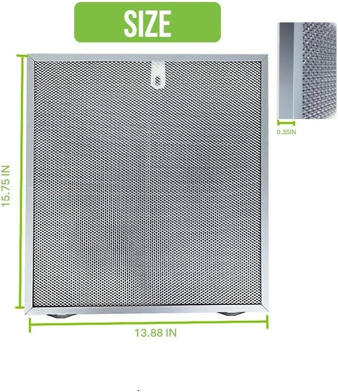 Filtro para campana extractora de 13-7/8 x 15 3/4 x 0.35 pulagadas, filtros de repuestos de campana extractora, 2 filtros de aluminio, reemplazo de filtros, filtro de ventilacion. filter grease