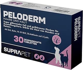 Suprapet Peloderm für Hunde und Katzen 30 Tabletten auf Basis von Biotin, Zink, Vitamin B, Methionin und Cystin für Wohlbefinden und Glanz der Haare | Ergänzungsfuttermittel product image