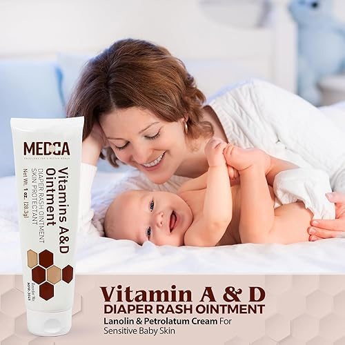 Miniatura 2 de MEDca Vitamina A y D Ungüento para erupción del pañal, crema protectora para piel sensible del bebé, fórmula de lanolina y vaselina, manos y pies