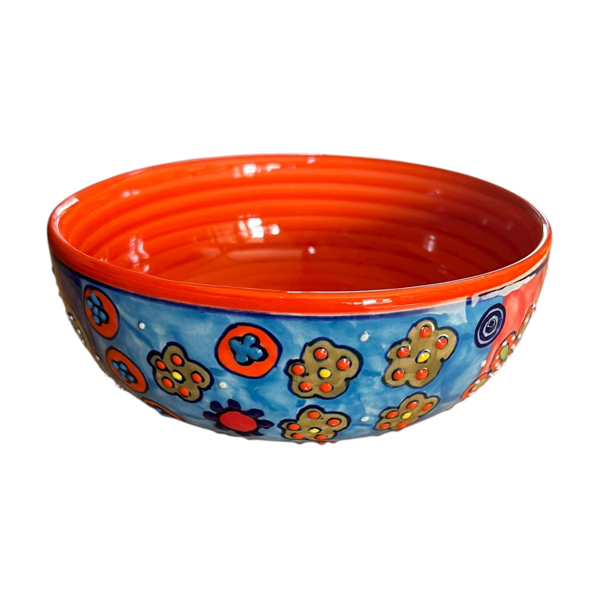 Gall&Zick Schüssel 19cm Durchmesser Salatschüssel aus Keramik handbemalt (Orange)