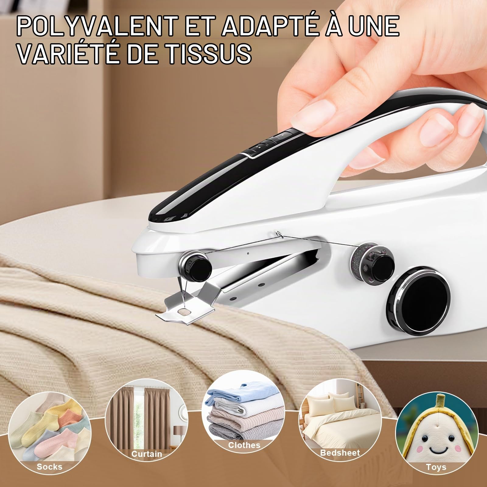 Portable Sewing Machine,Facile à Utiliser Mini Machinee a coudre électriques Portables pour débutants à deux vitesses, avec kit d'accessoires complets, Adaptée Voyages en Famille et Bricolage (FRJ-01)