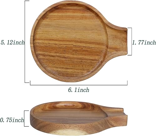 Miniatura 4 de LBEMEY Soporte para cucharas de madera de acacia para estufa, soporte redondo liso para cuchara de madera para encimera de cocina con pies de