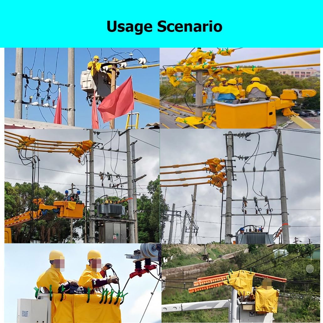Manta Aislante de Alta tensión 0,4 kV/10 kV, de Resina, con 2 Clips, Apta para electricistas, Que Garantiza la Seguridad Durante Las Operaciones de Alta tensión.