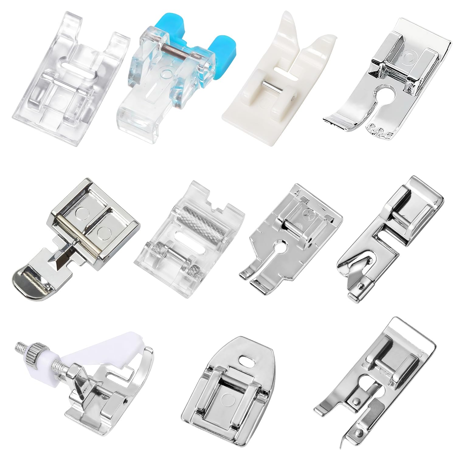 ACKKOR 11 Pcs Presser Feet, Sewing Machine Presser Foot Set Walking Foot for Sewing Machine & Zipper Practical Accessories for Low Shank Household Machines