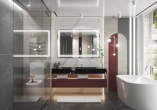 Vista 107 de Keonjinn - Espejo iluminado para el baño con luz LED, para montar en pared, diversos tamaños (vertical/horizontal)