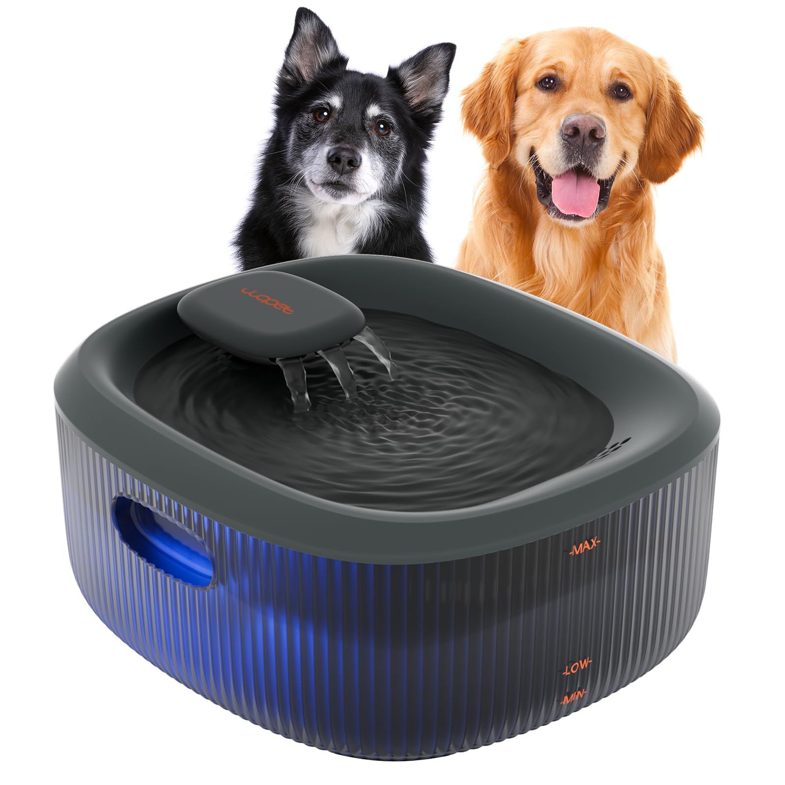 WOPET Dog Water Fountain for Large Dogs, 6L/205oz/1.6Gal Automatic Dog and Cat Water Fountain, Pet Water Dispenser with Filters (Charcoal Dog Fountain+5 Filters)