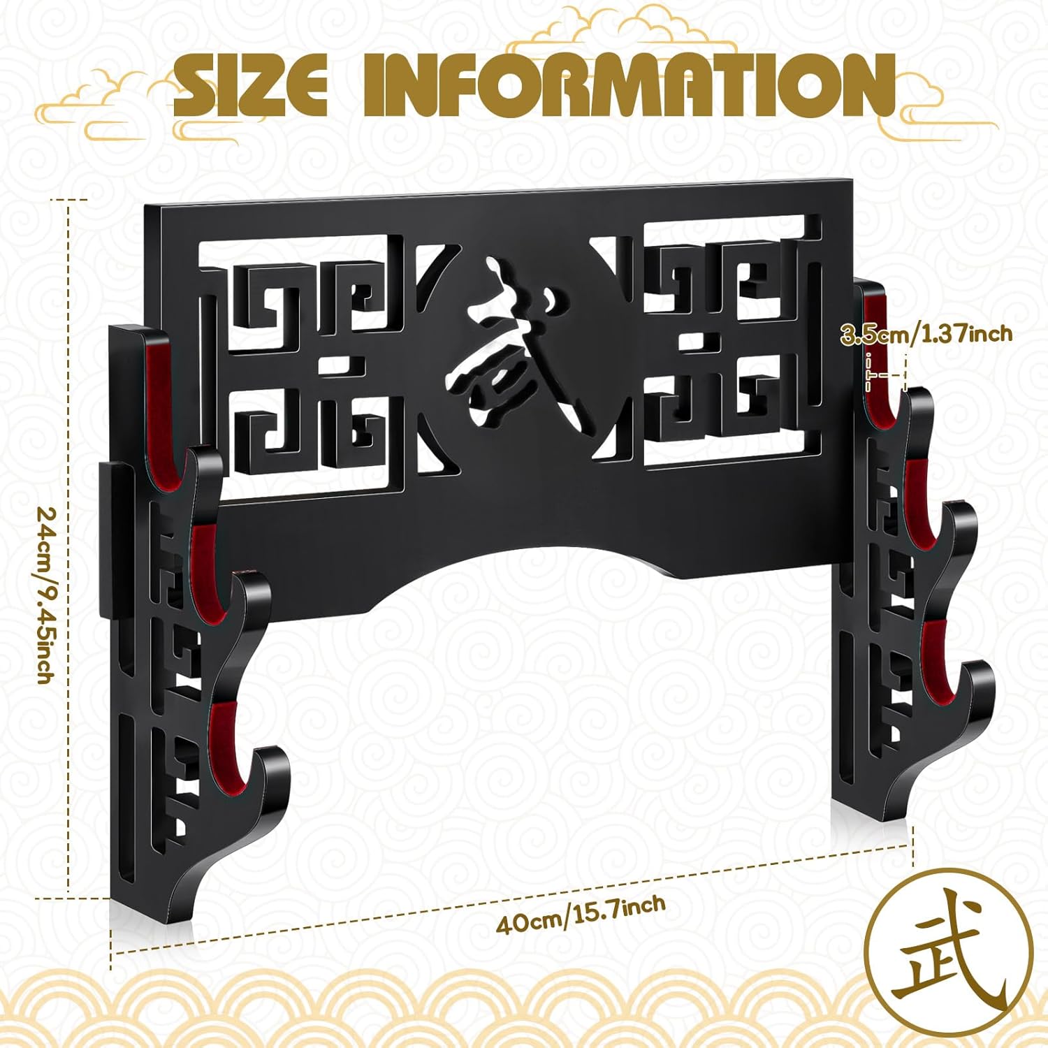 Barydat Katana Holder Sword Stand Wall Mount Samurai Sword Display Katana Rack Hanger Japanese Wakizashi Hobby Collection Gifts for Men(3 Tier,Valiant)