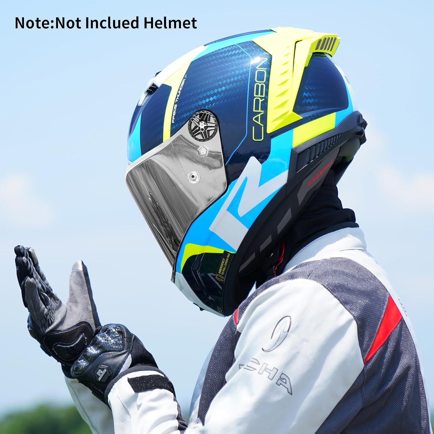 Helmet Shield for Thunder Helmets Face Visor Replacement (Chrome Silver)