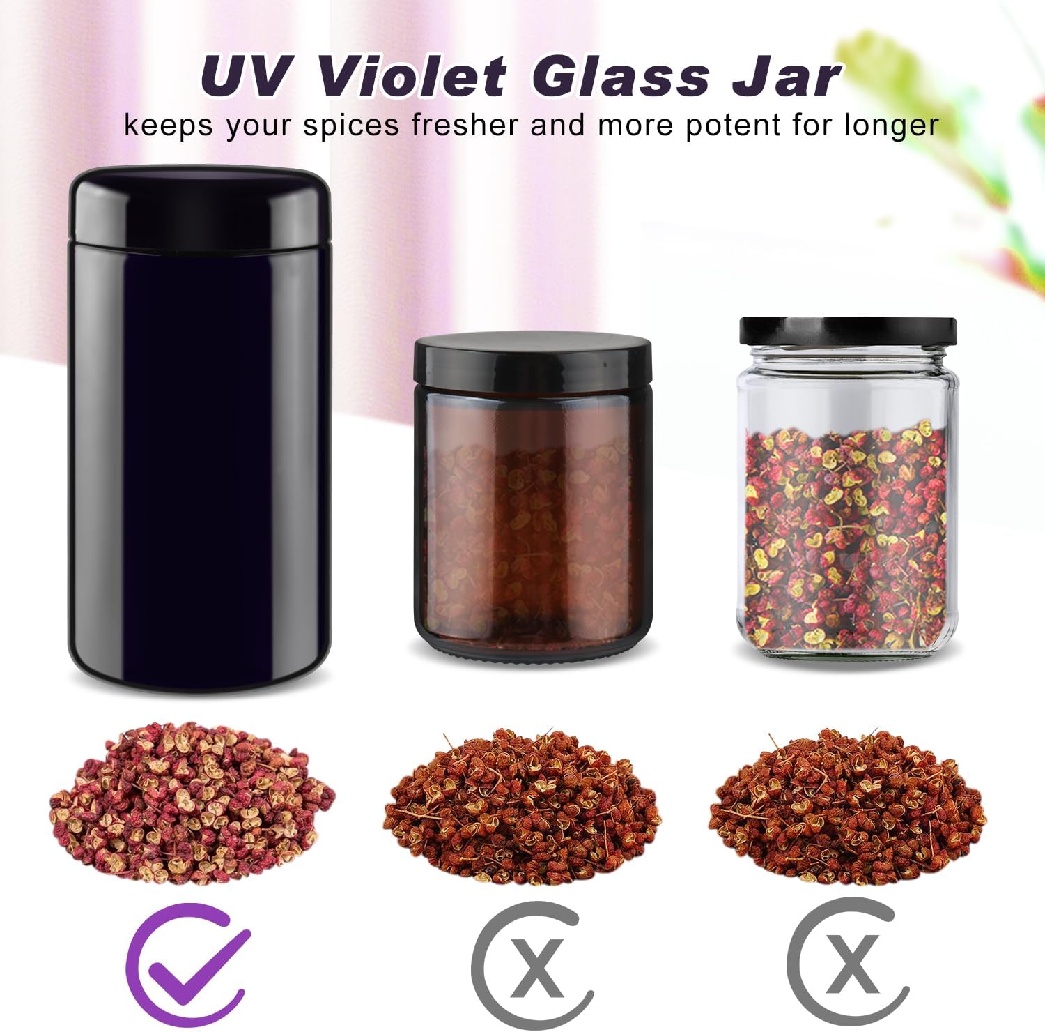 2 Pack Black Ultraviolet Glass Jar Empty Airtight Storage Jar UV Protection Refillable Containers Jar Smell Proof Glass Bottle For Coffee Tea Spices Herbs Cosmetics And More (500ml/16.7oz)