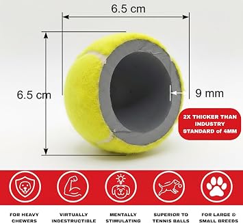 Big Game Hunters Double Strength Dog Tennis Ball - Virtually Indestructible Ideal For Heavy Chewers