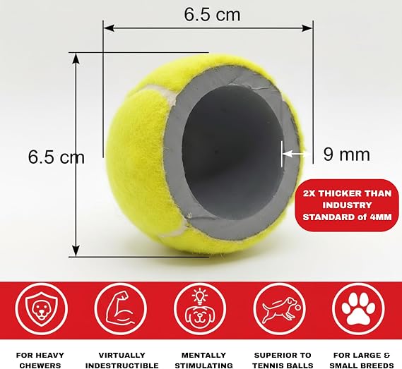 Big Game Hunters Double Strength Dog Tennis Ball - Virtually Indestructible Ideal For Heavy Chewers