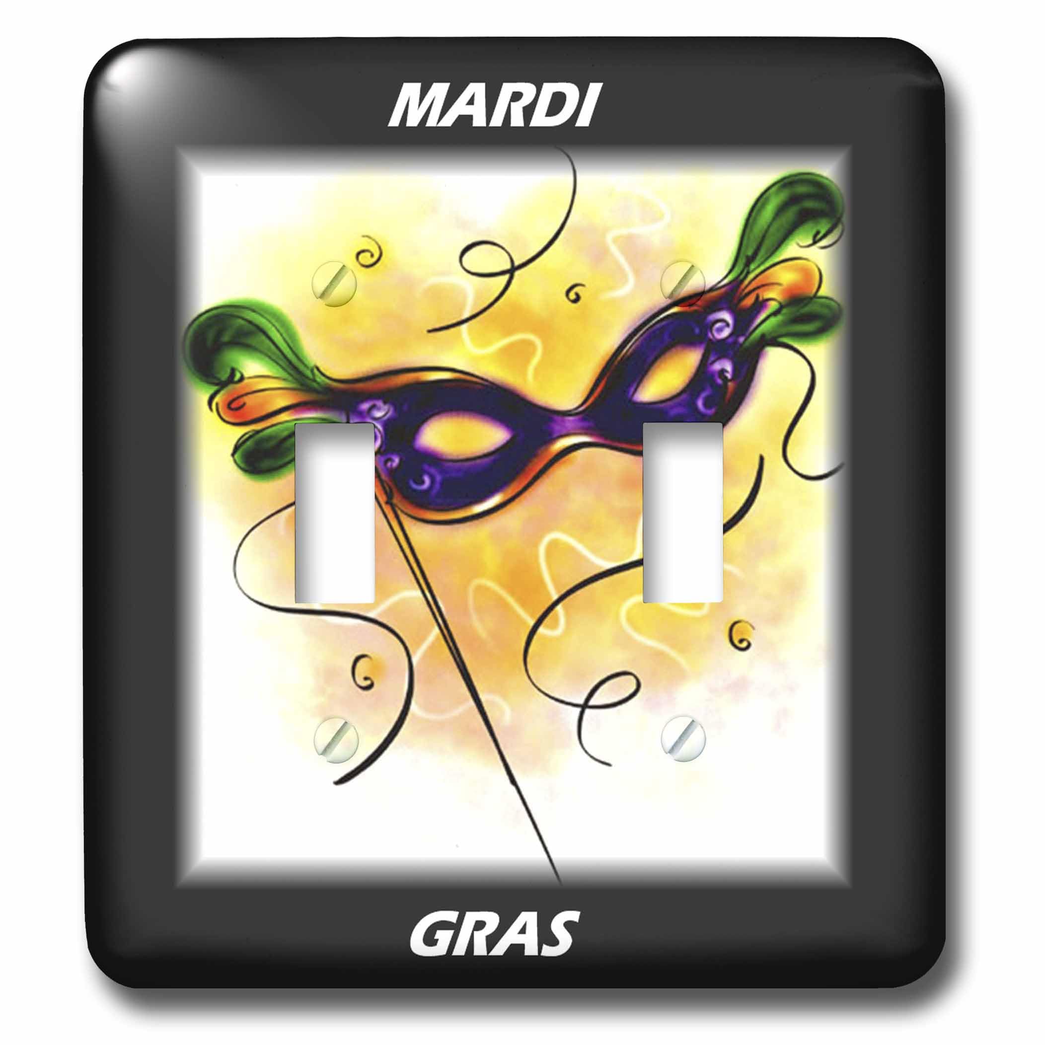 Interrupteur à bascule double Mardi Gras Feather Mask 3dRose pour contrôler deux éclairages