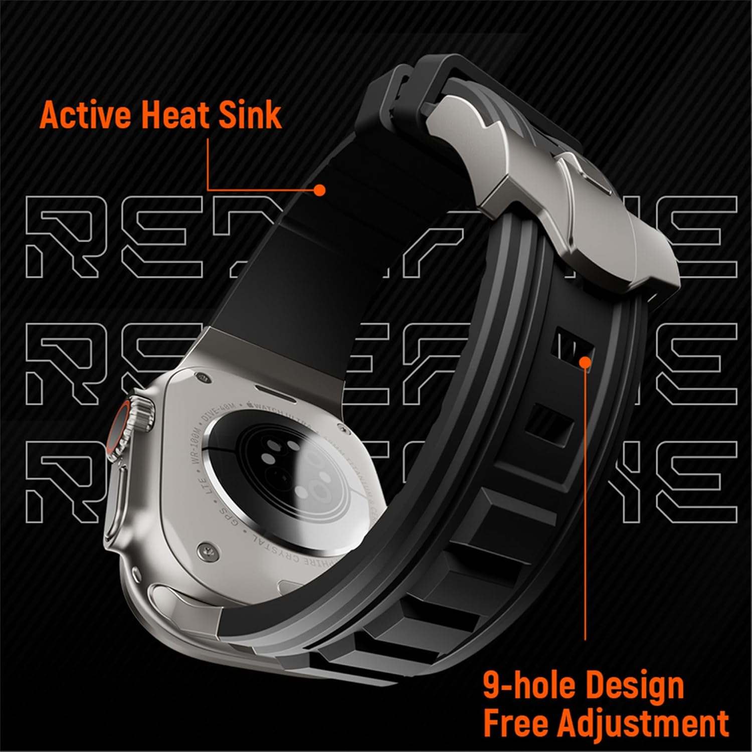 Sport Band for Apple Watch Ultra 3 2 Band 49mm 46mm 45mm 44mm, Men Tactics Rugged Silicone Rubber Waterproof Strap with Stainless Steel Metal for iWatch Series 11 10 9 8 7 6 5 4 SE 3 2 1 - Image 4