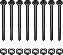 8pcs M10 Bolts and Nuts, M10 x 160mm Hex Bolts with Nuts, Machine Screws, Galvanized Partially Threaded Hex Screws