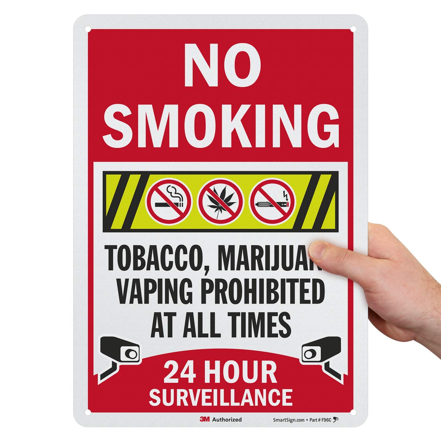 no smoking tobacco SmartSign “No - Tobacco, Marijuana Vaping Prohibited, 24 Hour Surveillance” Sign This Is a Tobacco Free
