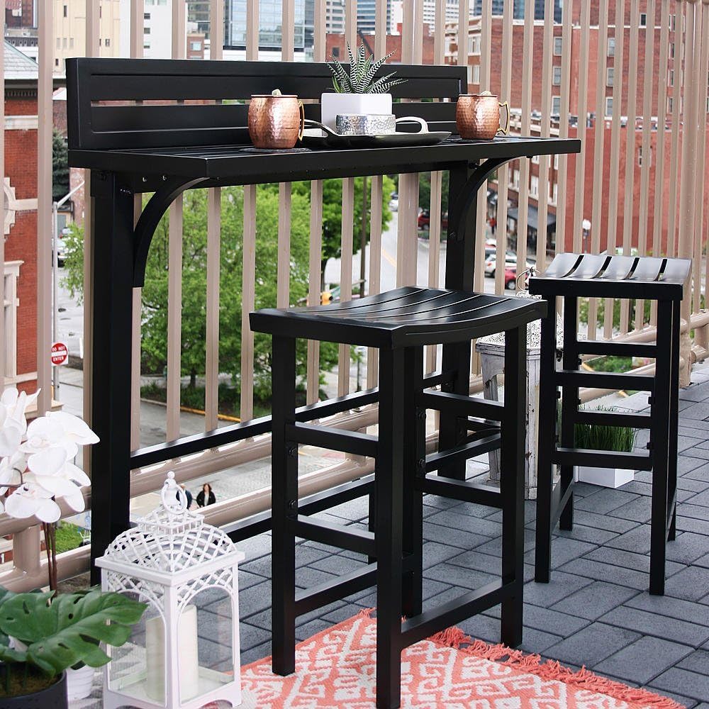 MIYU Furniture 3-piece Balcony Bar – Onyx