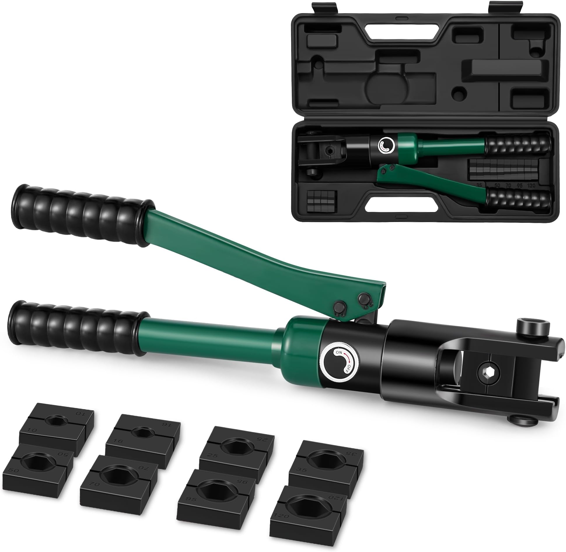 Hydraulic Terminal Crimping Tool 10-120mm² Tool Kit for Electrical Connection Cable with 8 Dies (10-120mm² Crimping Tools) (YQK120)