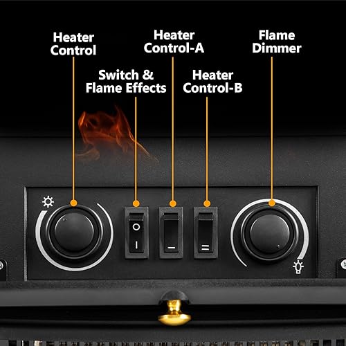 Miniatura 3 de Xbeauty Estufa eléctrica independiente para interiores de 20.5 pulgadas, calentador de chimenea con efecto de llama 3D realista ajustable,