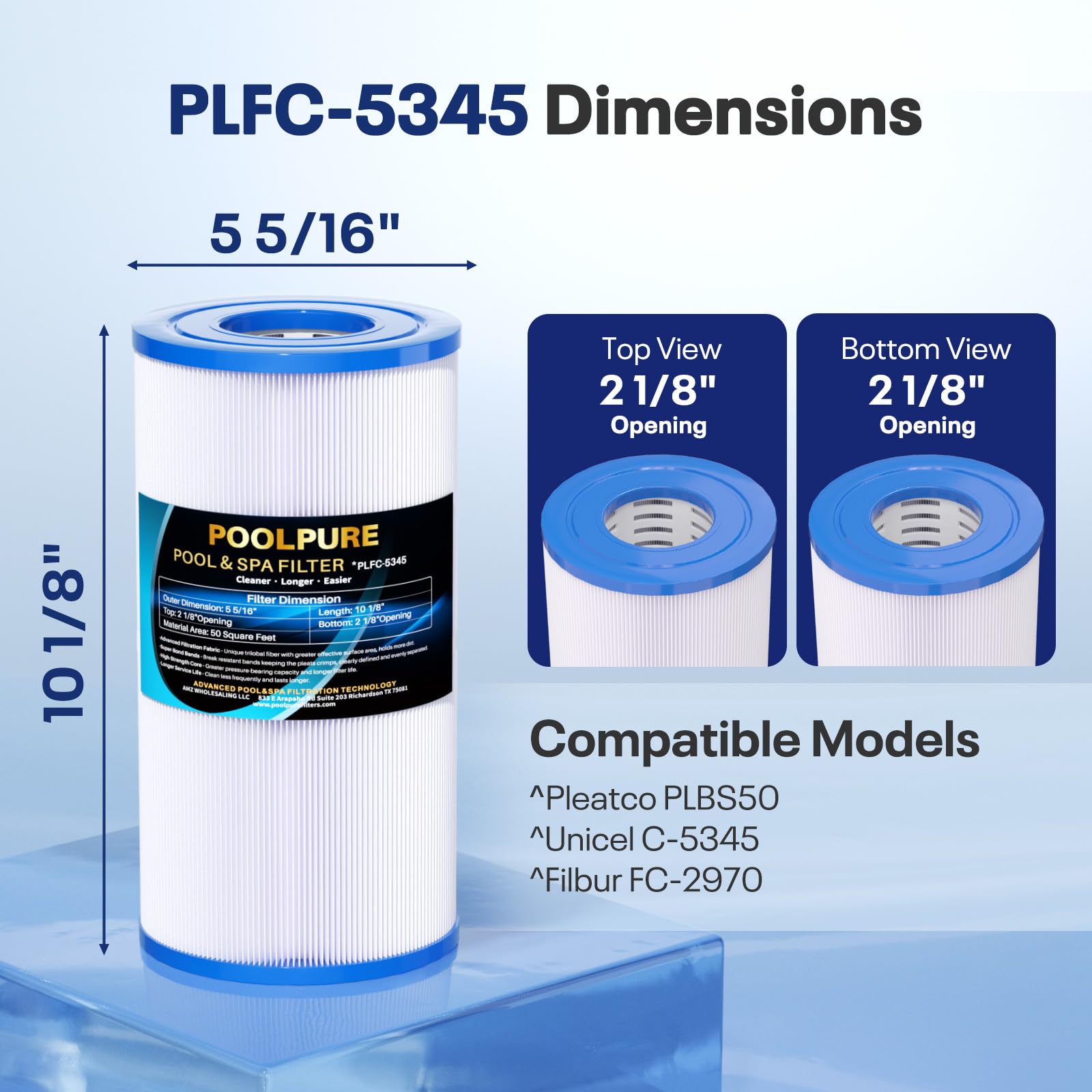 Amazon.com : POOLPURE C-5345 Spa Filter Replaces PLBS50, Unicel C