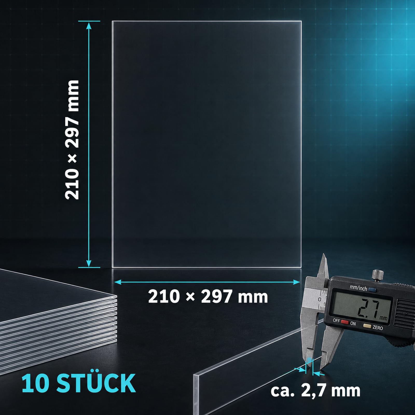 YOUNTHYE 10 Pièces Plexiglass Plaque Transparent A4, 210x297x3MM Plaque Plexiglas Transparent, Feuille Acrylique avec Film de Protection pour Signage, Gravure Laser, Cadre Photo