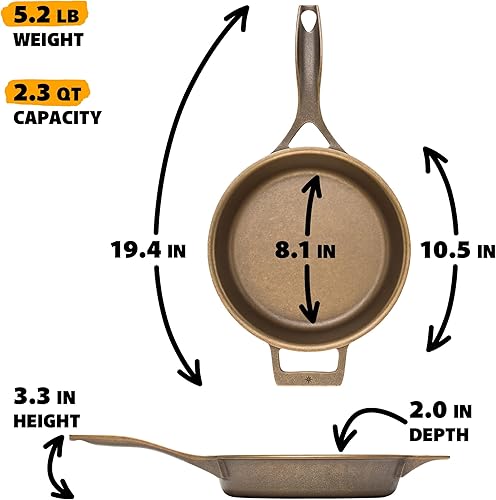 Miniatura 5 de Stargazer - Sartén de hierro fundido de 10.5 pulgadas, fabricada en Estados Unidos, acabado antiadherente sazonado y suave, distribución uniforme