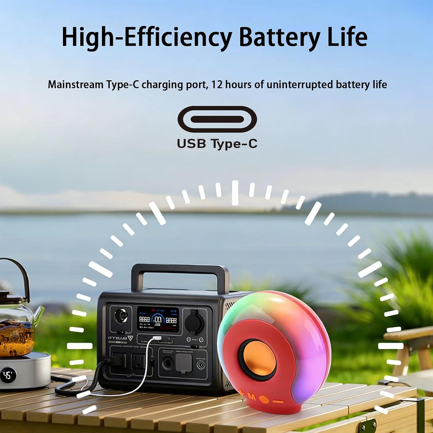 Portable RGB Bluetooth Speaker, Mini Wireless Speaker, Bluetooth 5.3, TWS Pairing, FM Radio, TF Card Playback. Multi-Functional Bluetooth Speaker for Home, Outdoor, Parties, Travel (Black)
