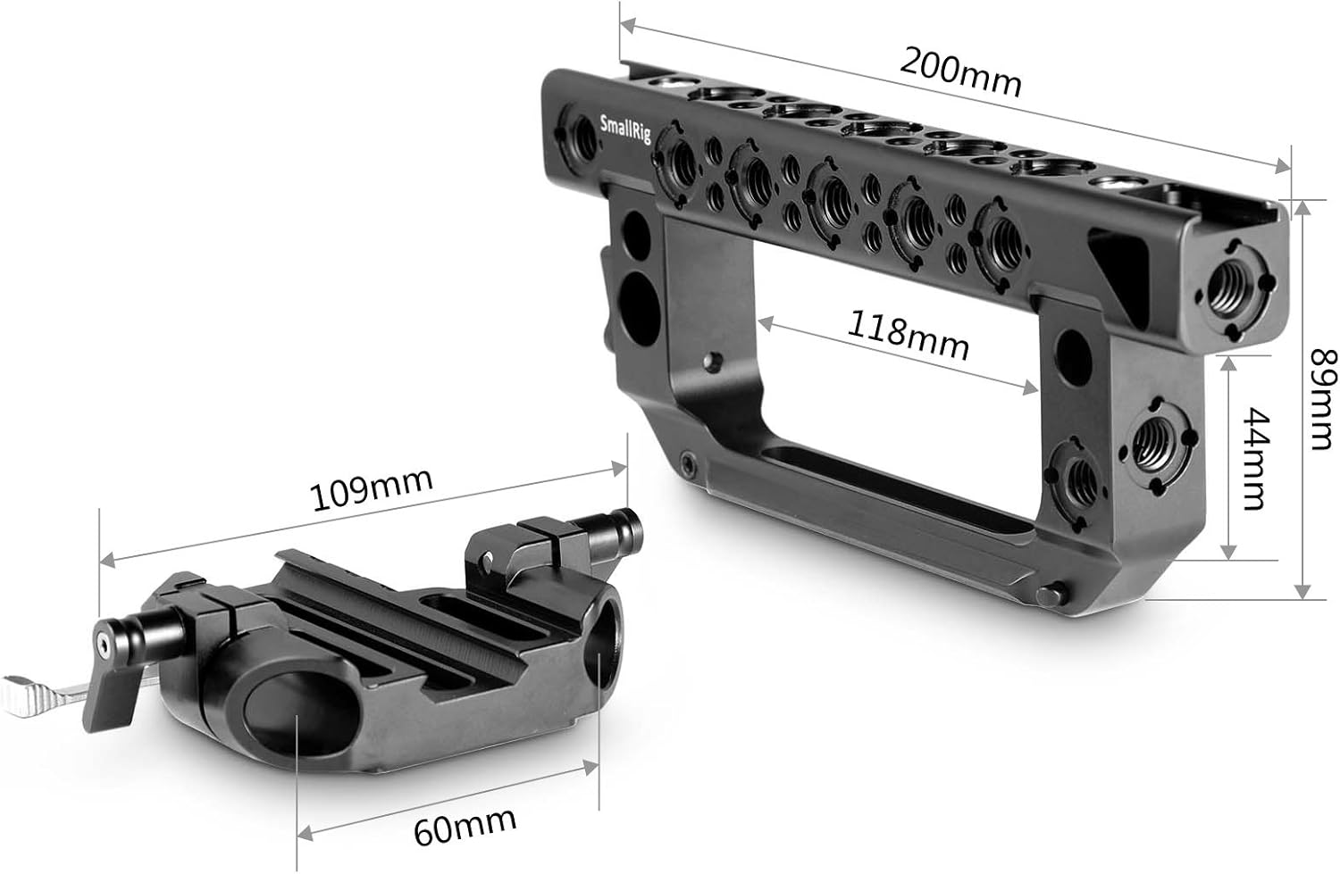 Gеt Sресіаl Prісе SMALLRIG Heavy-Duty Closed Handle for FS7/FS7II/FS5/Ursa Mini D-Shape Quick Release Handle with NATO Rail Locating Pins 15mm Rod Clamp - 1979