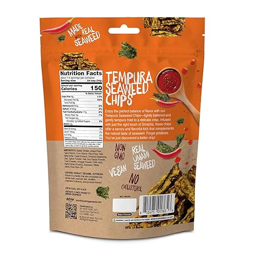 Miniatura 2 de Woodridge Snacks  Chips de algas Tempura  Sabor Sriracha  Paquete de 6  Bolsas de 1.41 oz (40g)