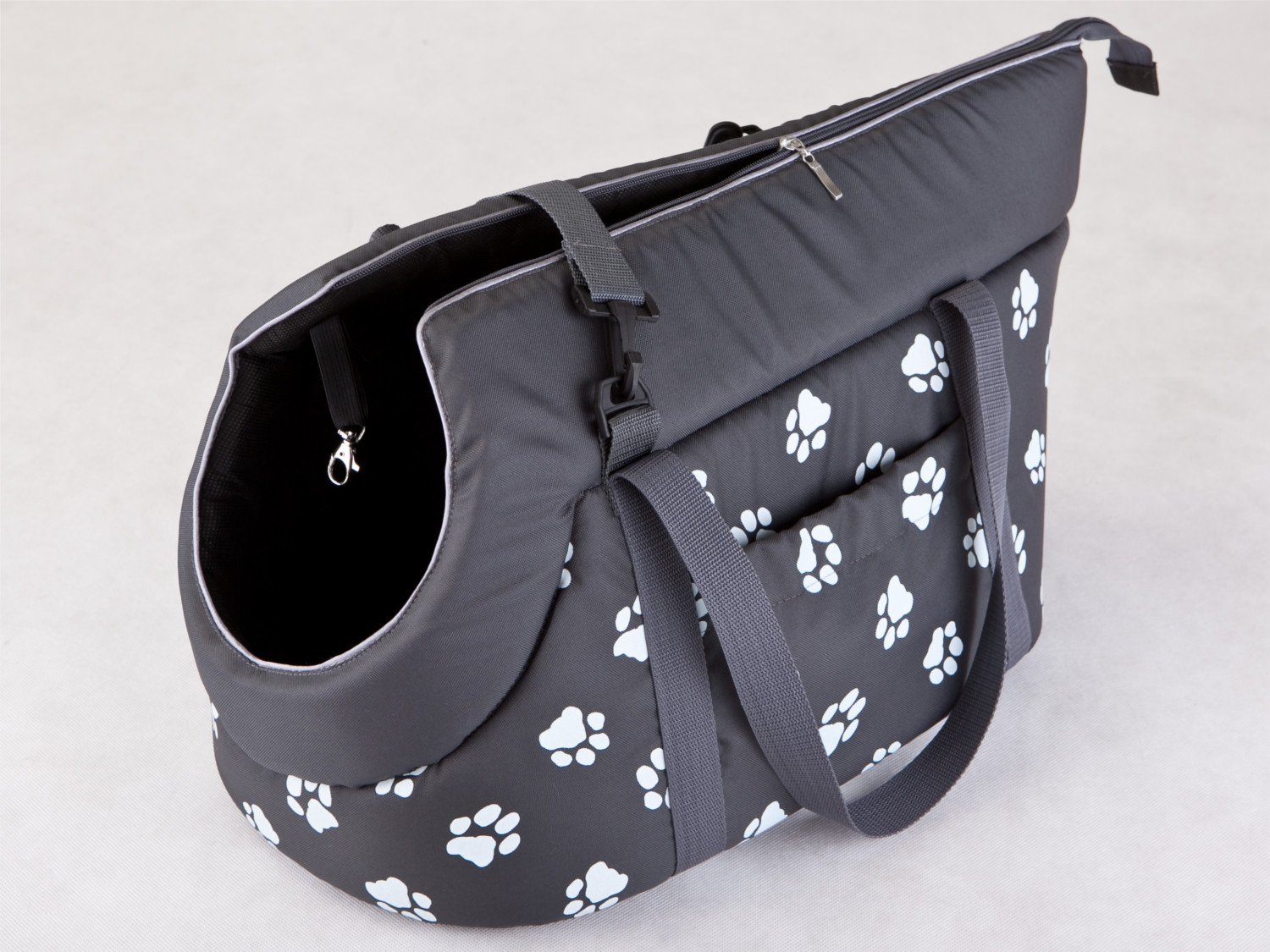 Hobbydog Borsa da trasporto per cani e gatti, Grigio, Disegno zampe stampate, R3 (32 x 30 x 50 cm)