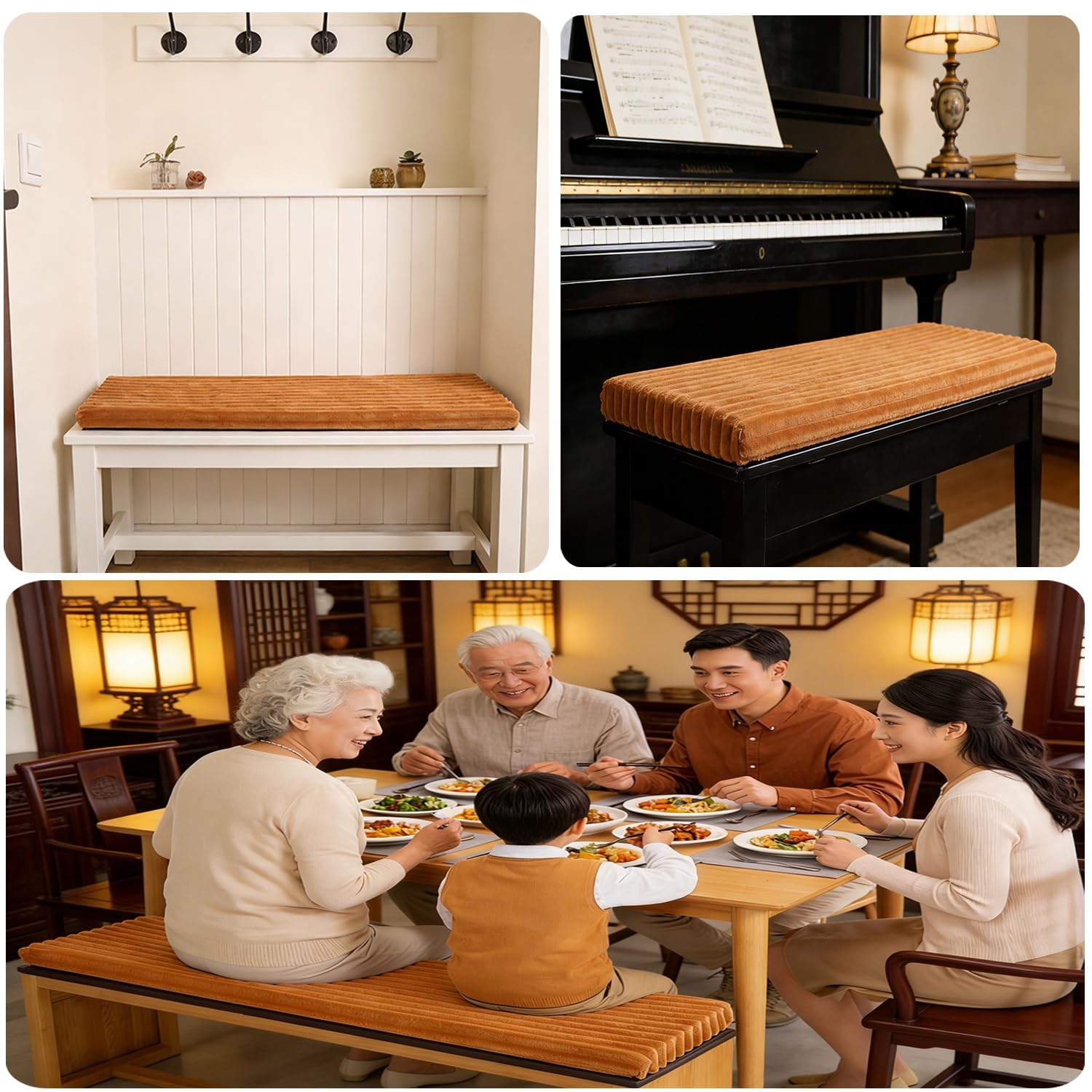 Generisch Bankauflage Sitzkissen 5 cm dick, Waschbar & rutschfest - 120x40 100x40 150x50 160x40 80x40 cm - Cord-Sitzpolster für Bank, Fensterbank, Gartenmöbel und Terrasse(Kaffee,110x45x5cm)