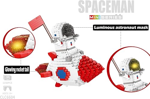 Miniatura 4 de Mini bloques de construcción de astronauta, kits de construcción para niños y adultos, juguetes espaciales con kit de iluminación LED montando un