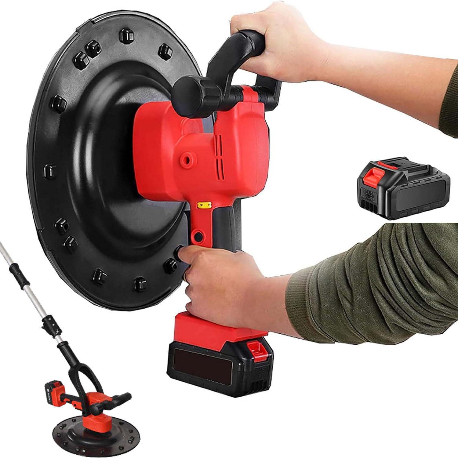 Llana eléctrica para Acabado de hormigón, Llana para Alisar y pulir Paredes, Llana de Mano para enlucido de mortero de Cemento y hormigón, con regulación de 6 velocidades 1battery