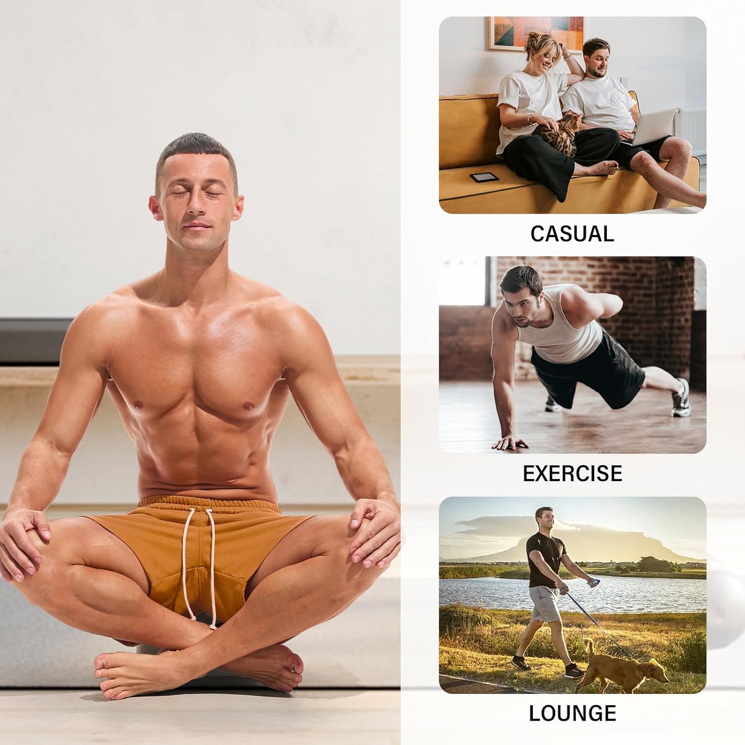 AMY COULEE Men's Athletic Sweat Shorts 5" Casual Lounge Shorts Elastic Waist Gym Workout Short Pants with Pockets - Image 6