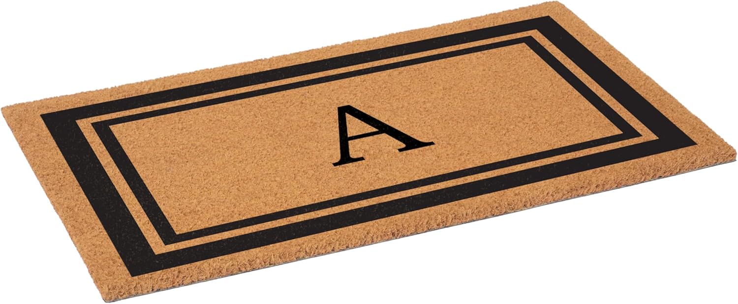 Calloway Mills 152961830A Black Border 18" x 30" Monogram Doormat, (Letter A)