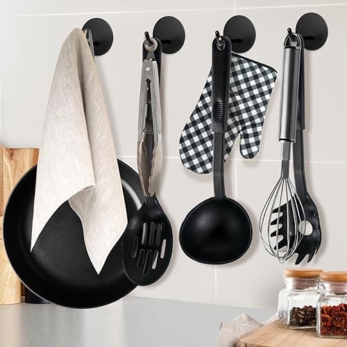 Miniatura 6 de Ganchos adhesivos resistentes, con capacidad para 20 libras, extra grandes y largos autoadhesivos en el colgador, ganchos redondos y anchos, para