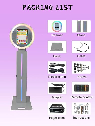 Miniatura 2 de Cabina de fotos portátil para iPad de 12.9 pulgadas (3, 5 y 6 generación) Control de aplicación Anillo RGB, luz de sincronización de música, caja de