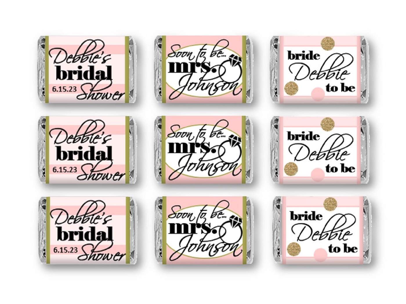Bridal Shower Soon to be Mrs. Mini Candy Bar Wrappers for Miniature  Chocolate Bar Favors in Blush Pink and Gold - for Bridal Shower, Wedding  (Set of ...