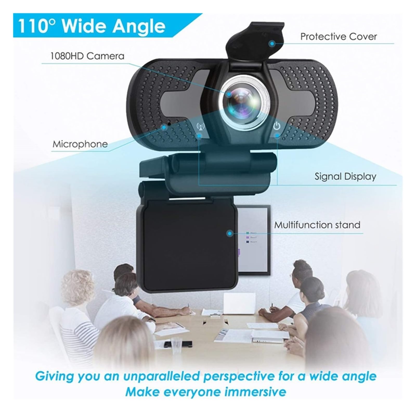 Webcam 1080P Full HD Web Camera con microfono Web Cam 1080p for PC Computer portatile Desktop USB Camara Web(W8 without cover)