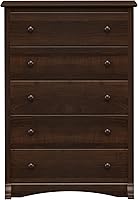 Vista 86 de Prepac Cómoda rústica estilo casa de campo, cómoda negra para dormitorio, cómoda con 5 cajones de 18.5 pulgadas de profundidad x 27.5 pulgadas