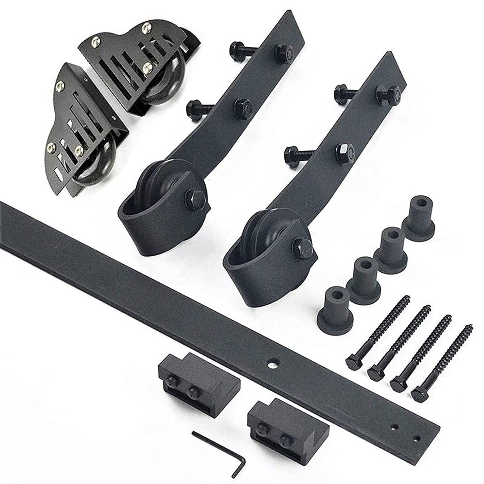Rail de suspension d'échelle coulissante quincaillerie de porte de grange noire extensible 5ft