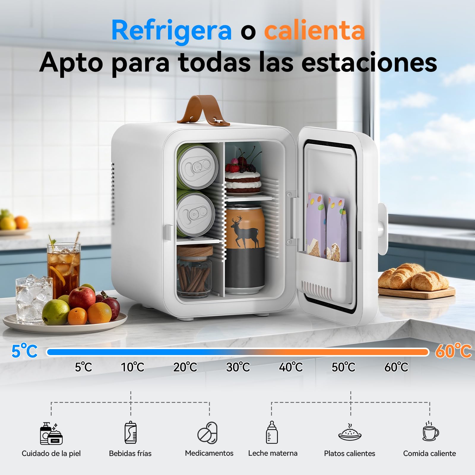 YU YUSING Nevera Pequeña 4L, Mini Nevera para Habitacion,con Estantes