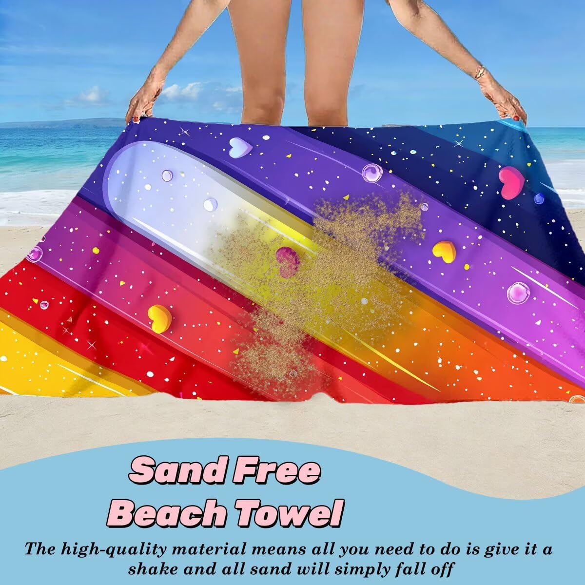Toalla Playa 80x160 cm, Toalla Gimnasio Microfibra Secado Rapido, Juego de 2 Antiarena Toallas de Playa, Ligera Compacta Toallas Microfibra Grande para Viaje, Regalo Hombre Mujer (Vistoso) -5015