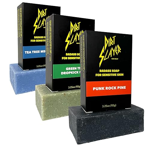 Vista 9 de Jabón en barra totalmente natural (paquete de 3 té verde Dropkick Mint)