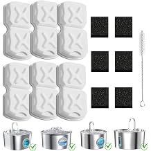 Cat Water Fountain Filter Kit-6 Filters, 6 Sponges & 1 Brush | Compatible with Stainless Steel Cat Water Fountains,4-Layer Better Filtration,3 Months Supply,Longer Lasting