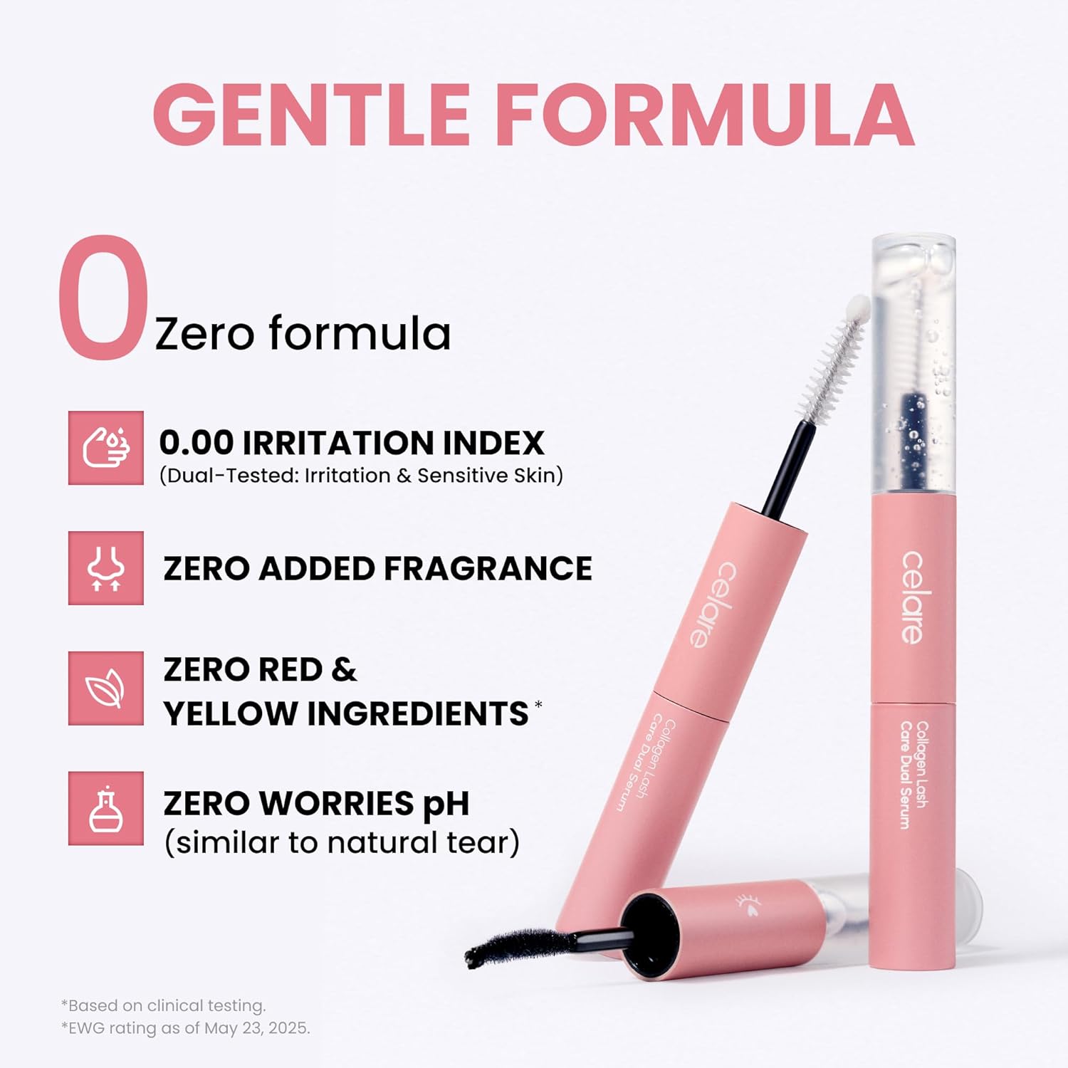 Celare Collagen Lash Care Dual Serum | Fuller, Thicker-Looking Lashes | Clinically Tested 4 Weeks | 2-in-1 Lash & Brow Enhancer | 0.43 fl oz | Collagen + Caffeine | K-Beauty | For Women & Men