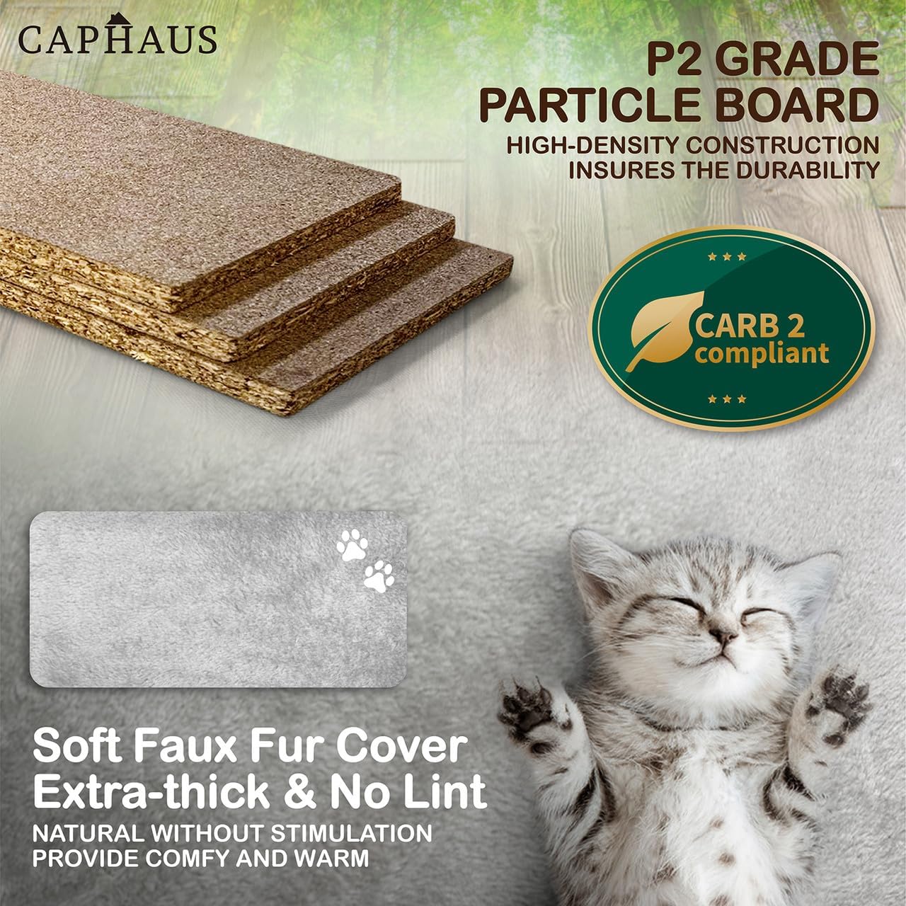 CAPHAUS Multi-Level 40-Inch Cat Activity Tree with Scratching Posts, Spacious Perch for Indoor Cute Cats, Cat Tree with Modern Tunnel, Basket, Cat Cave Condo for Large Cats Kittens