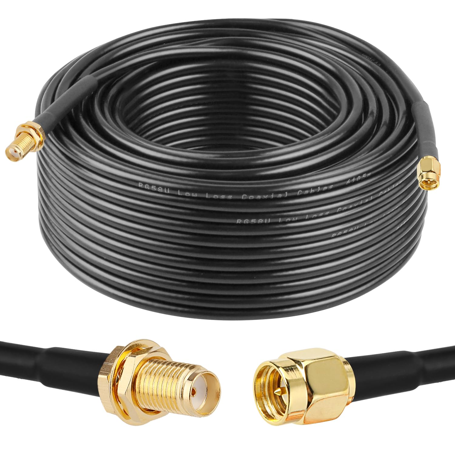 XRDS -RF Cavo SMA maschio a SMA femmina, cavo di prolunga RG58 SMA da 30 m per apparecchiature SDR, antenna prosciutto, antenna 3G 4G LTE, ADS-B, GPS, ecc