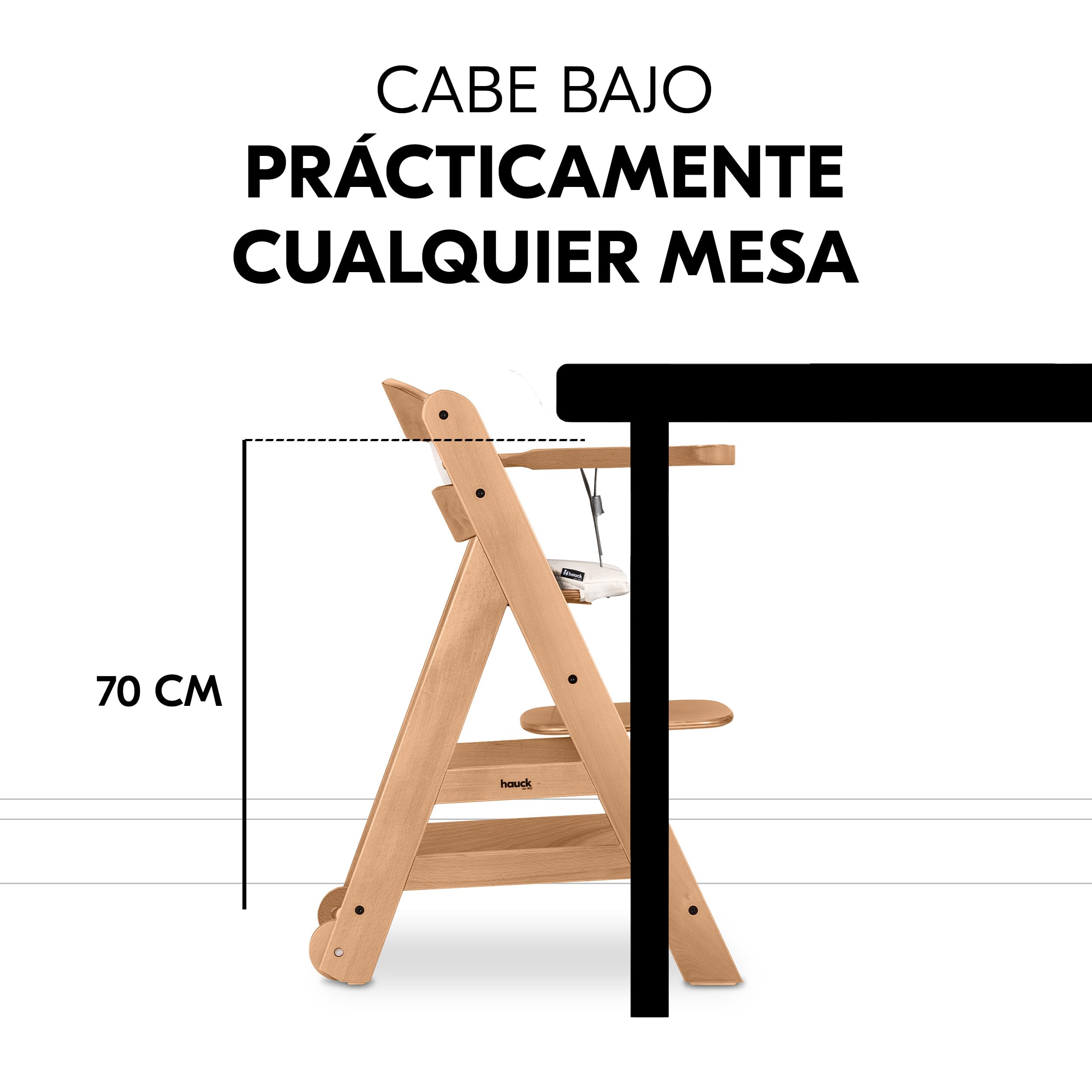 hauck Beta Plus Newborn Set Eco Bouncer Trona de Madera para Bebé desde el Nacimiento - Sillas Tronas para Niños con Hamaca Recién Nacidos Cojín y Bandeja - Natural