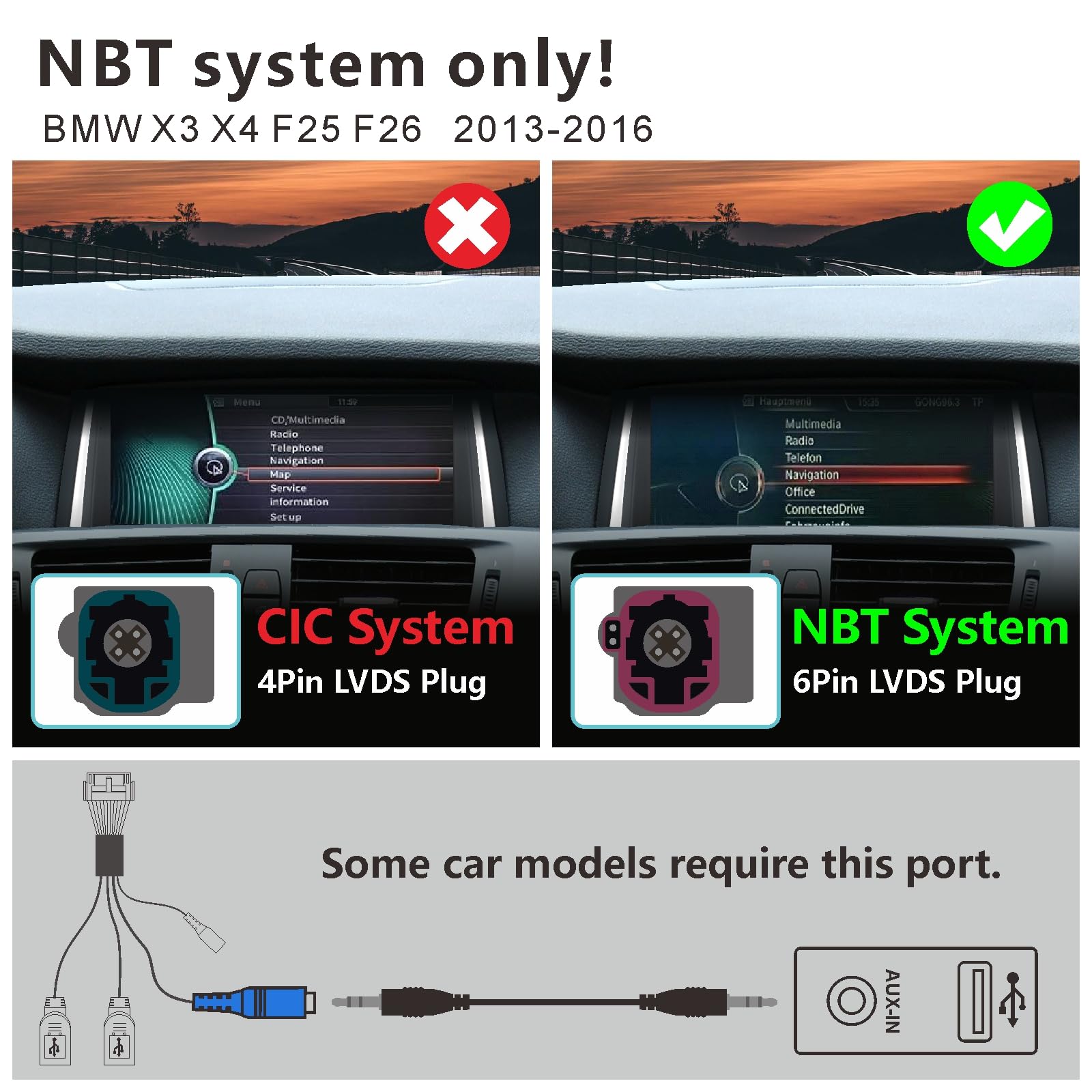 Autoradio Démarrage 3 Secondes Compatible Mise à Niveau Système BMW Série X3/X4/F25/F26 NBT iDrive | CarPlay & Android Auto sans Fil Bluetooth | Conserve Toutes Les Fonctions d'origine.