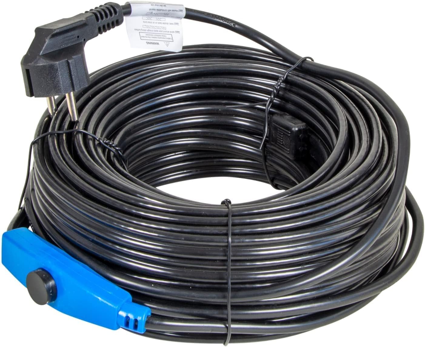 Câble chauffant antigel avec thermostat 24 m étanche pour conduite d'eau